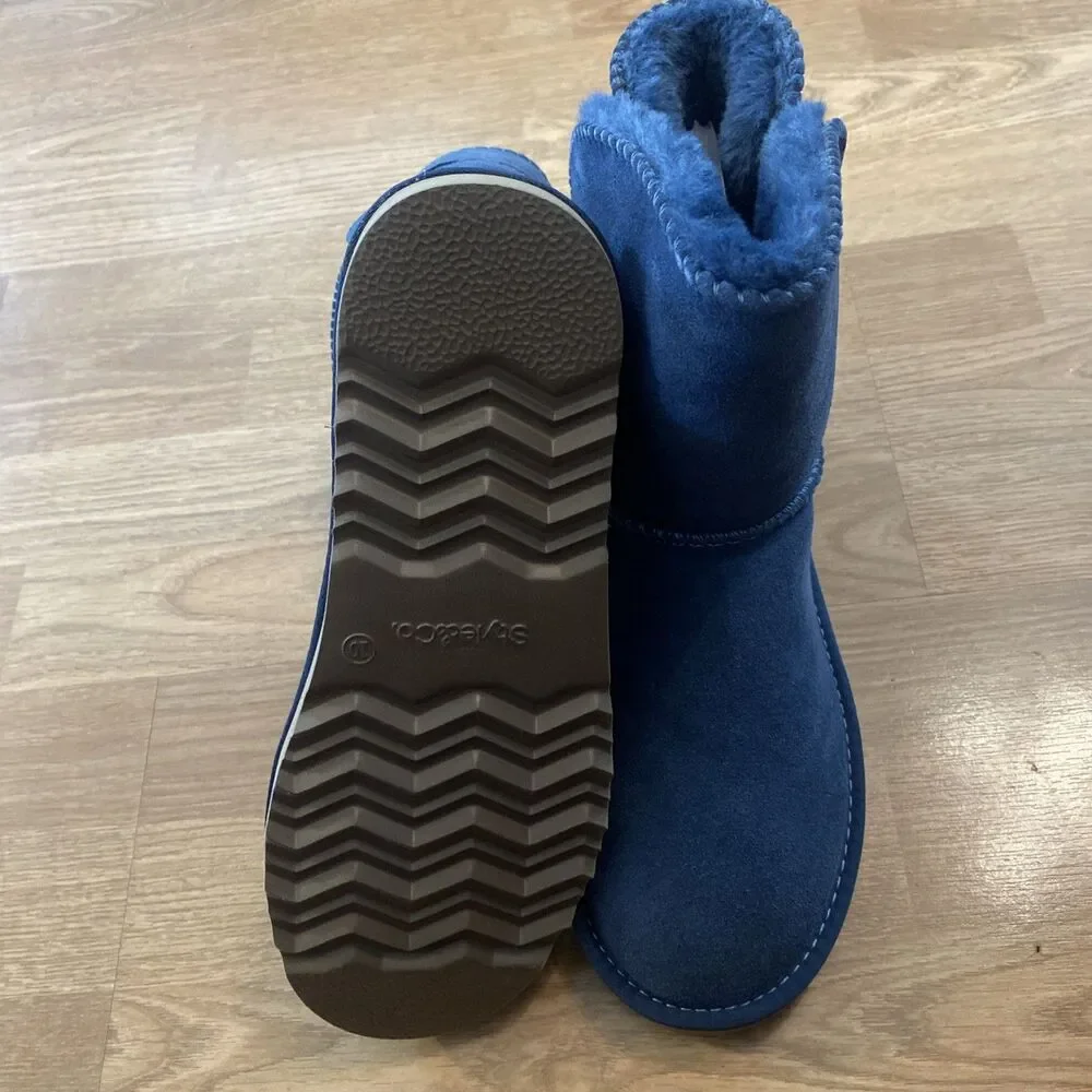 Style & Co Teenyy Suede Winter Booties Blue Faux Fur Lined Boots Size 10